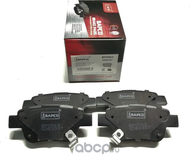 Колодки тормозные дисковые зад. TOYOTA AVENSIS(_T22_)1.6VVT-I, (_T25_) (Bapco) Bapco. Артикул BP0563