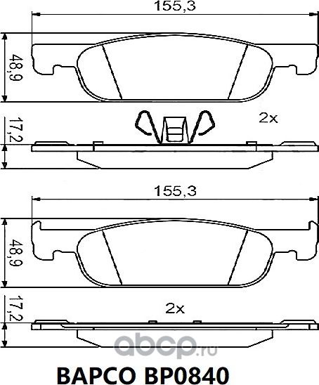 Колодки тормозные дисковые (Bapco) Bapco. Артикул BP0840