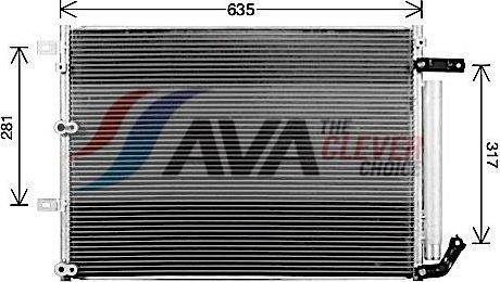 Радиатор кондиционера (конденсатор) AVA (алюминий) для Jeep Cherokee V (KL) 2013-2026. Артикул JE5081D