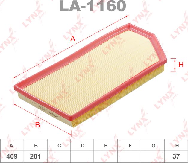 Воздушный фильтр LYNXauto. Артикул LA-1160