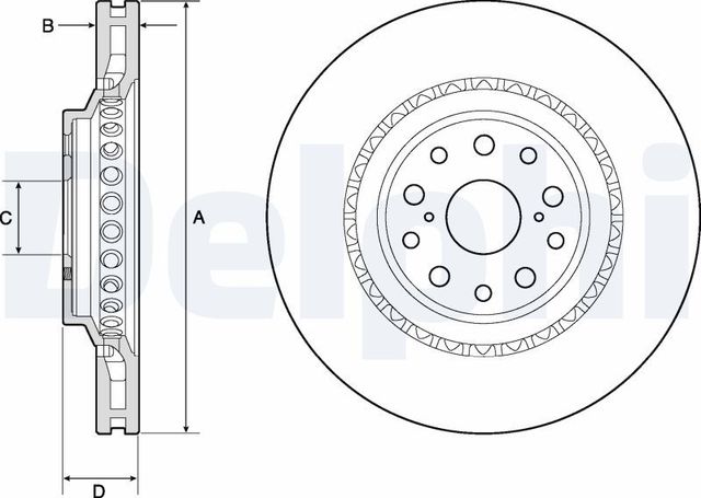 Тормозной диск Delphi передний для Lexus LS IV 2006-2017. Артикул BG9186C