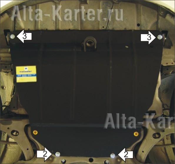 Защита Мотодор для картера и КПП Toyota Matrix II 2008-2014. Артикул 02517