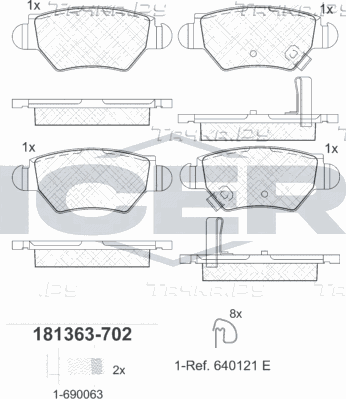 Тормозные колодки Icer задние для Opel Astra G 1998-2009. Артикул 181363-702
