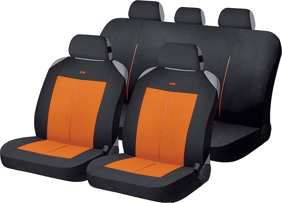 Накидки универсальные Hadar Rosen Vertical на сидения авто, цвет Оранжевый/черный/Оранжевый. Артикул 22182