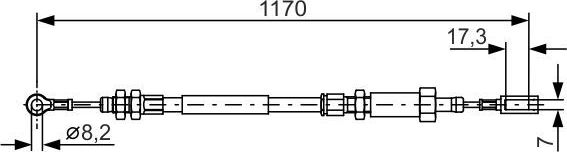 Трос ручника (тросик ручного тормоза) Bosch. Артикул 1 987 482 004