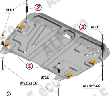 Защита алюминиевая Alfeco для картера и КПП Lexus RX IV 200t 2015-2022. Артикул ALF.12.14 AL4