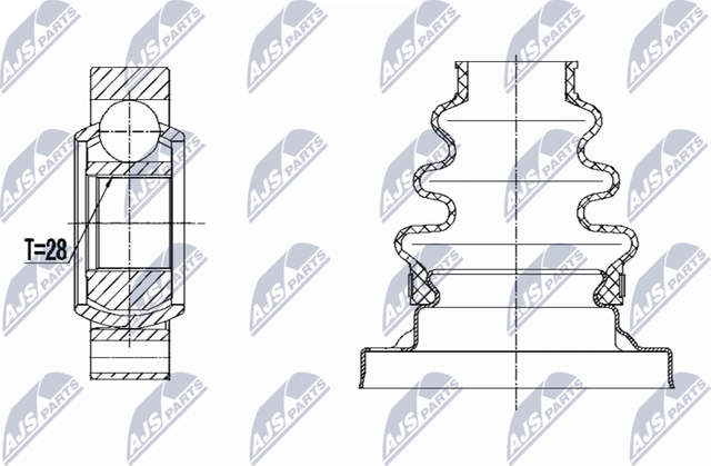 Шрус внутренний (граната) NTY задний для BMW 6 II (E63/E64) 2007-2010. Артикул NPW-BM-031