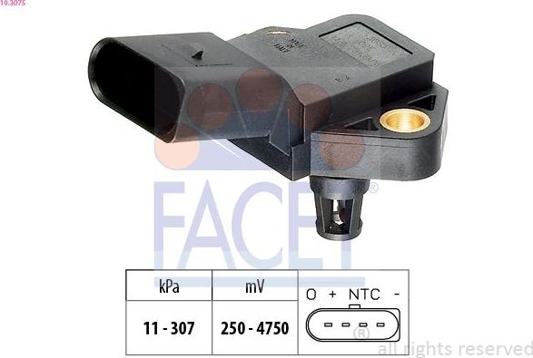 Датчик абсолютного давления (ДАД, MAP) Facet Made in Italy - OE Equivalent. Артикул 10.3075