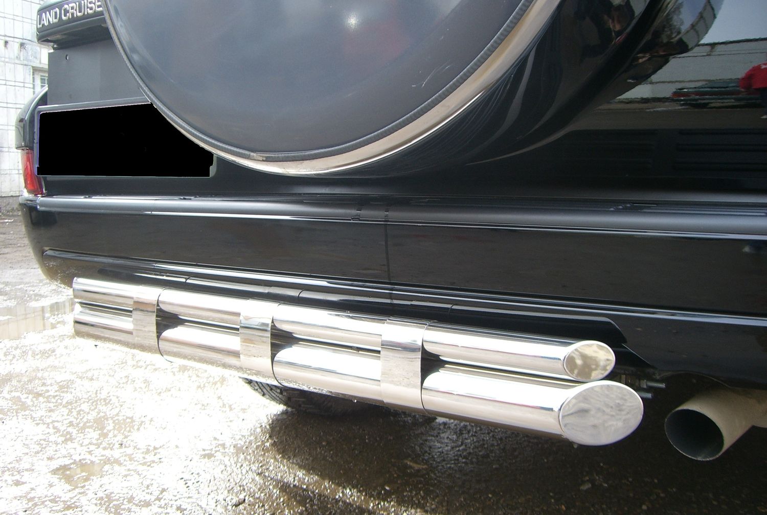 Защита RusStal заднего бампера d76/d42 для Toyota Land Cruiser Prado 120 2002-2009. Артикул TPZ-000156