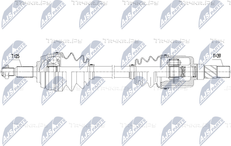 Полуось (привод в сборе, приводной вал) NTY. Артикул NPW-RE-099