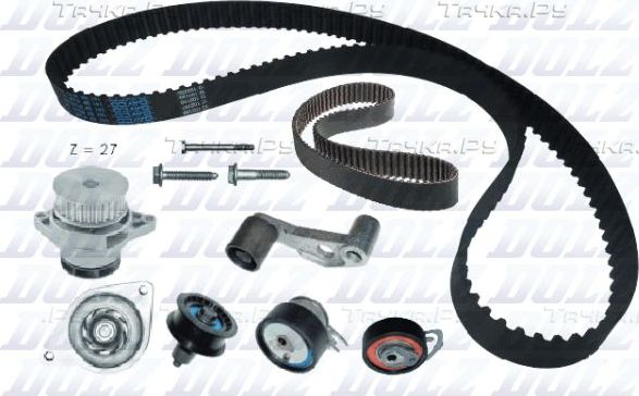 Помпа (водяной насос) с комплектом ремня ГРМ Dolz для Volkswagen Golf VI 2007-2012. Артикул KD051