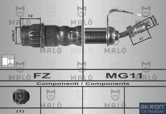 Тормозной шланг Malò передний для Renault Master II 1998-2010. Артикул 80385