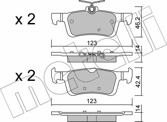 Тормозные колодки Metelli задние для Ford Fiesta VII 2017-2026. Артикул 22-0986-1