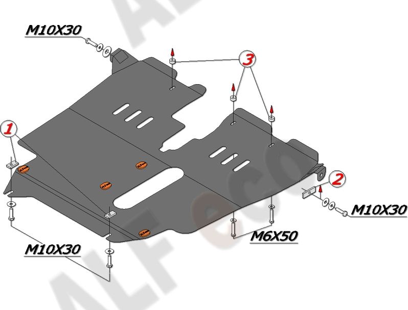 Защита алюминиевая Alfeco для картера и КПП Toyota Corolla Spacio E110 1997-2001. Артикул ALF.24.32 AL4