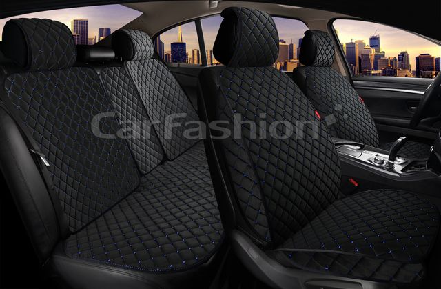 Накидки универсальные CarFashion Sokol Front на передние сидения авто, цвет Черный/Черный/Синий. Артикул 22733