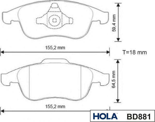 Тормозные колодки HOLA. Артикул BD881