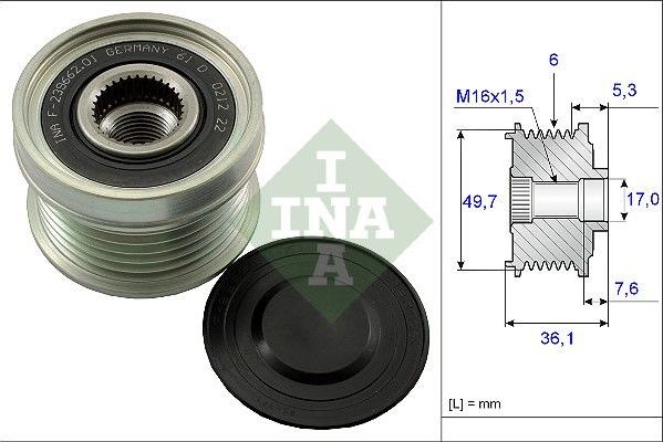 Муфта генератора обгонная Ina для Mercedes-Benz Vario 1996-2013. Артикул 535 0134 10