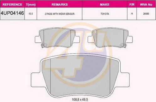 Тормозные колодки 4U. Артикул 4UP04146