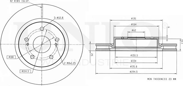 Диск тормозной (Unio). Артикул BRD-20090