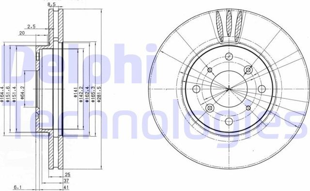 Тормозной диск Delphi. Артикул BG3516