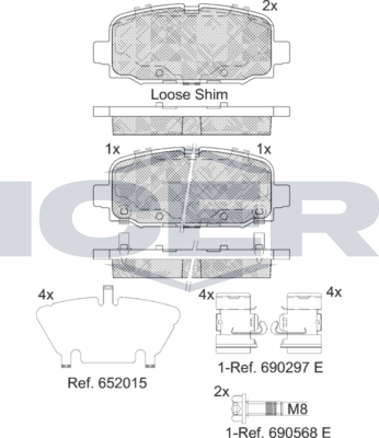 Тормозные колодки Icer для Jeep Compass II 2016-2026. Артикул 182345