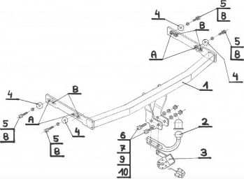 Фаркоп Steinhof для Audi A3 хетчбек 3/5 дверей (кроме Quattro и S3) 1996-2003. Артикул V-056