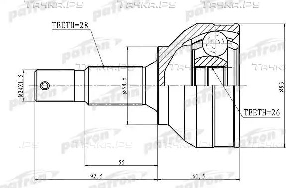 Шрус наружный (граната) Patron. Артикул PCV3115