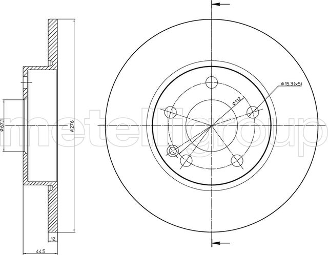 Тормозной диск Metelli передний для Mercedes-Benz A-Класс II (W169) 2004-2012. Артикул 23-0830C