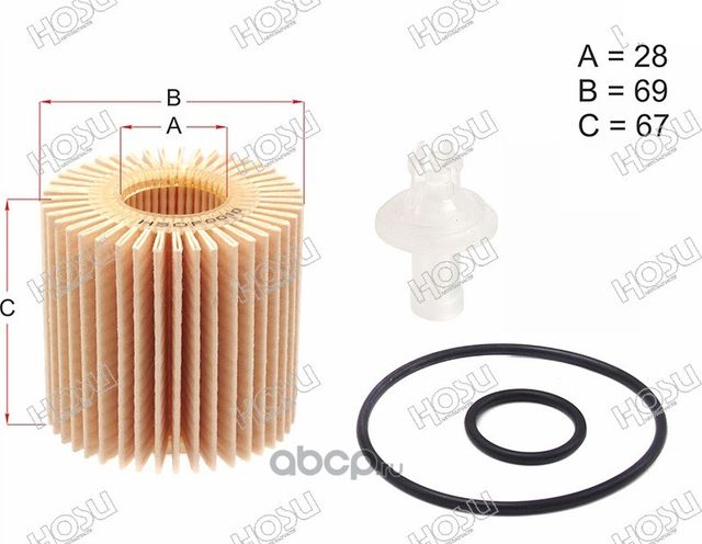 Фильтр масляный (картридж) TOYOTA CAMRY, RX350 2GR-FE 06 (Hosu). Артикул HSOF0010
