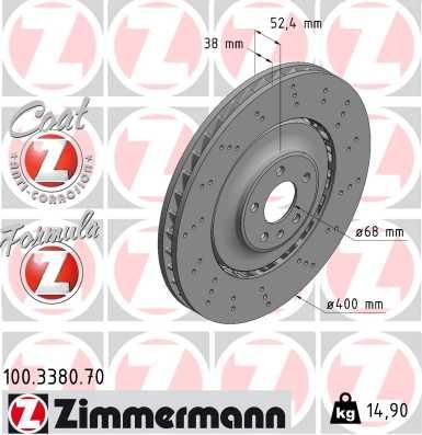 Тормозной диск Zimmermann FORMULA Z. Артикул 100.3380.70