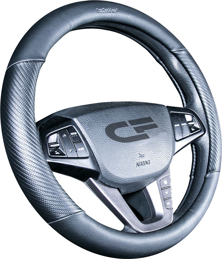 Оплётка на руль CarFashion Brutal (размер M, экокожа, цвет ЧЕРНЫЙ/ЧЕРНЫЙ/ЧЕРНЫЙ). Артикул 31426