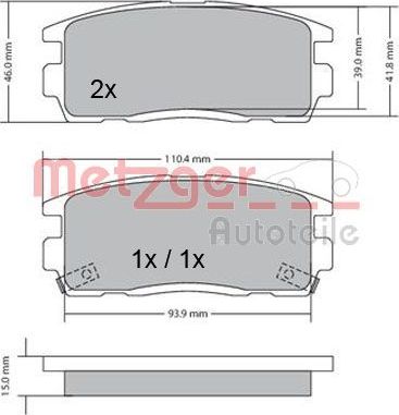 Тормозные колодки (в сборе) Metzger задние для Opel Antara I 2006-2017. Артикул 1170256