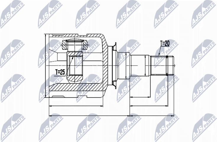 Шрус внутренний (граната) NTY. Артикул NPW-TY-013