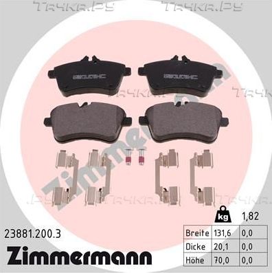 Тормозные колодки Zimmermann. Артикул 23881.200.3