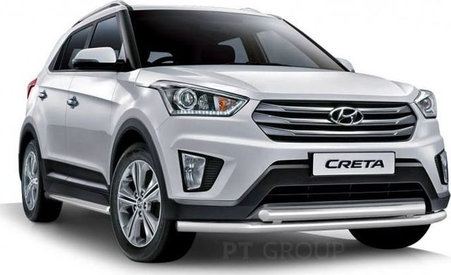 Защита PT Group переднего бампера двойная d=63/63 мм (НПС) для Hyundai Creta I 2016-2021. Артикул HCR-16-220243.00