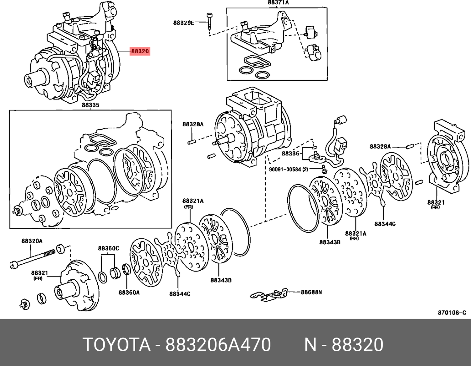 Compressor assy, cooler Toyota. Артикул 883206A470