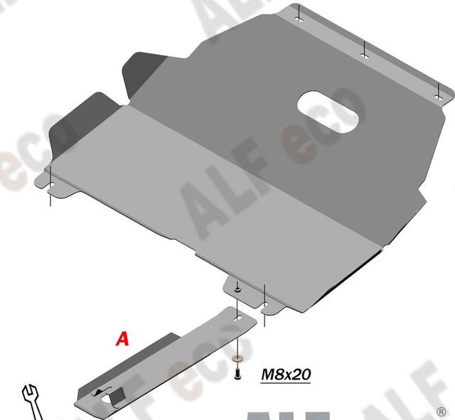 Защита алюминиевая Alfeco для картера и КПП Geely Otaka 2005-2016. Артикул ALF.08.03 AL4