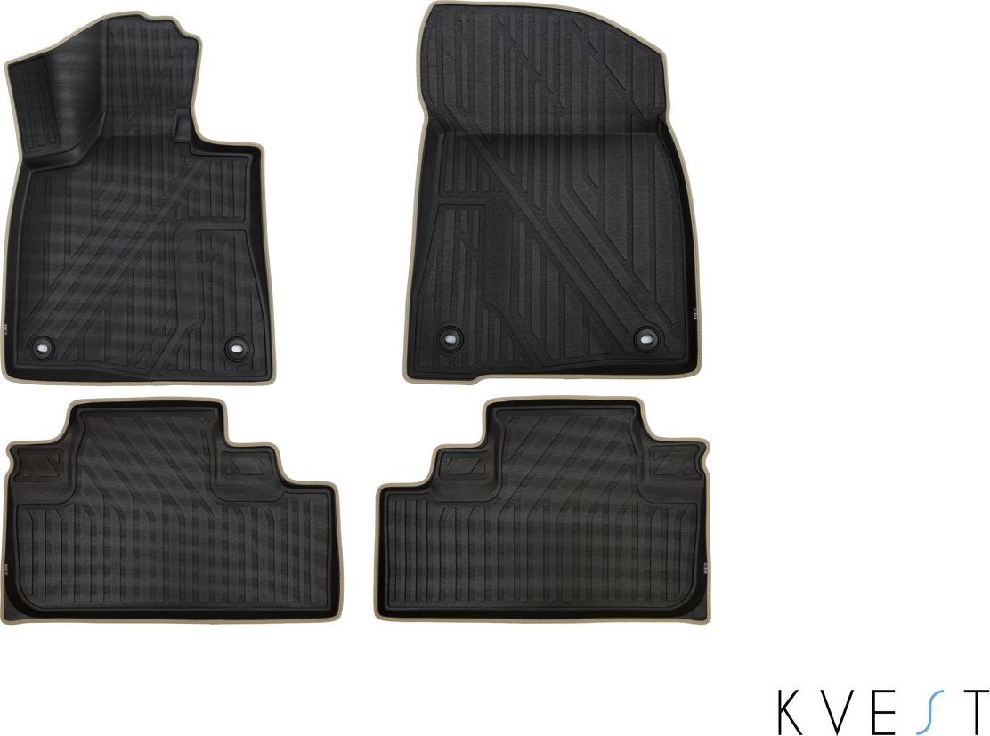 Коврики KVEST 3D для салона Lexus RX IV 2015-2022 Черный, бежевый кант. Артикул KVESTLEX00001K2