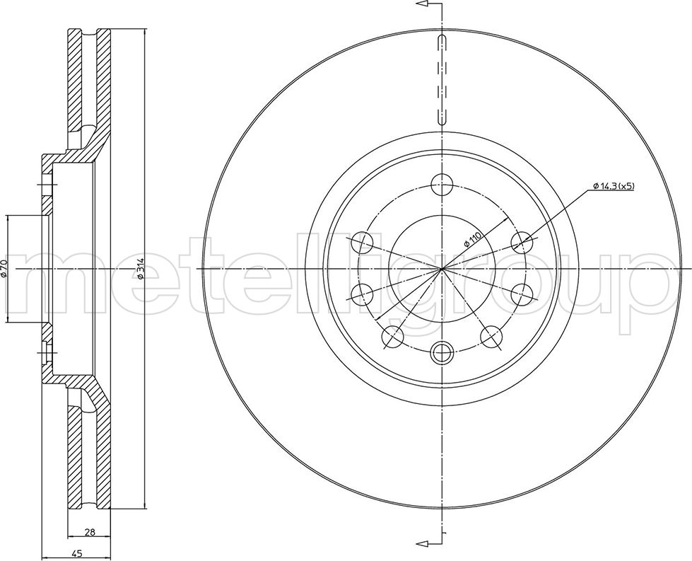 Тормозной диск Metelli. Артикул 23-1353C