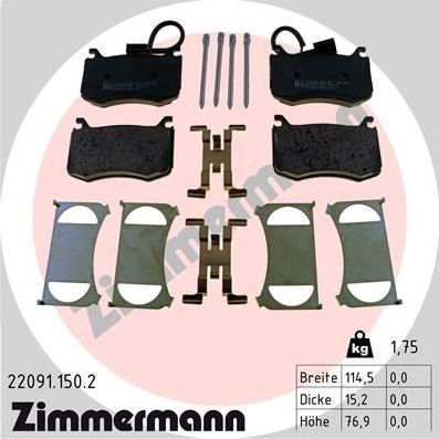 Тормозные колодки Zimmermann. Артикул 22091.150.2