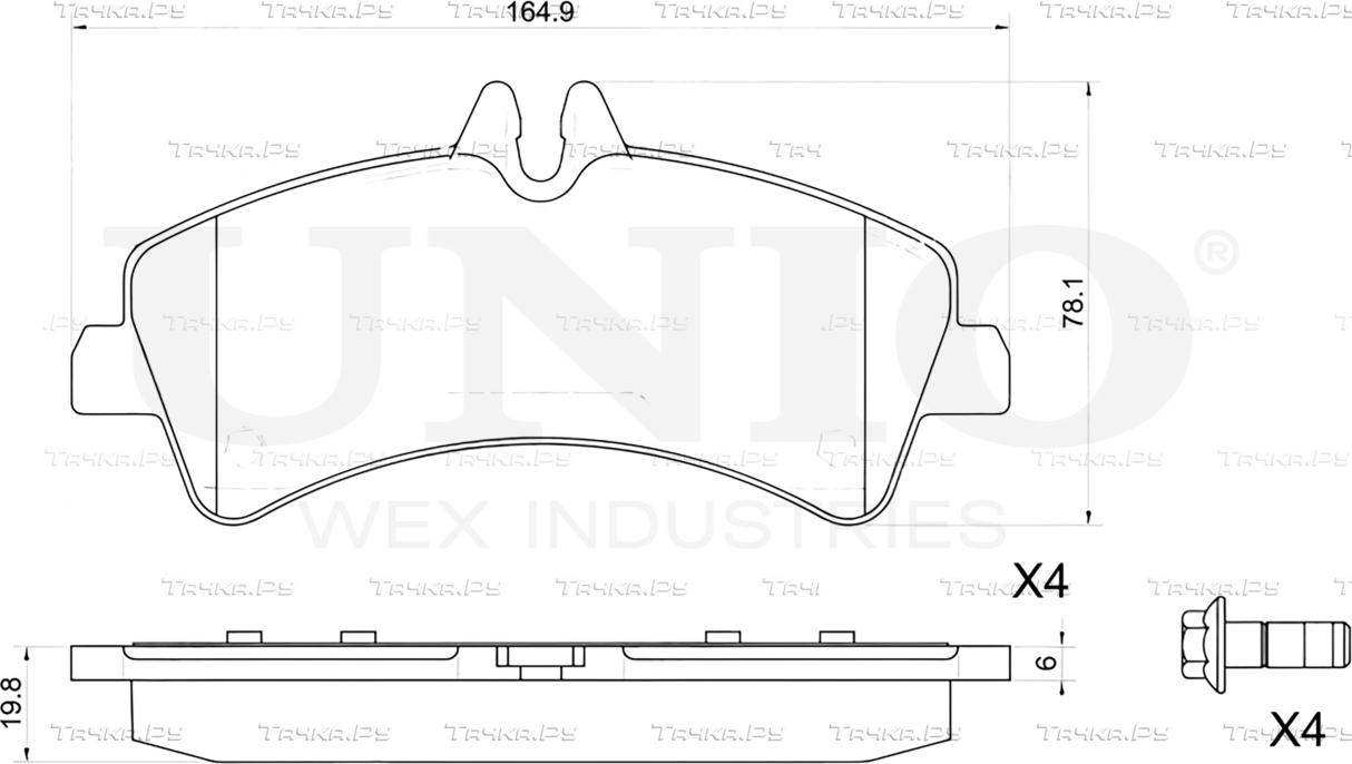 Колодки тормозные дисковые, комплект (Unio). Артикул BRP-20326
