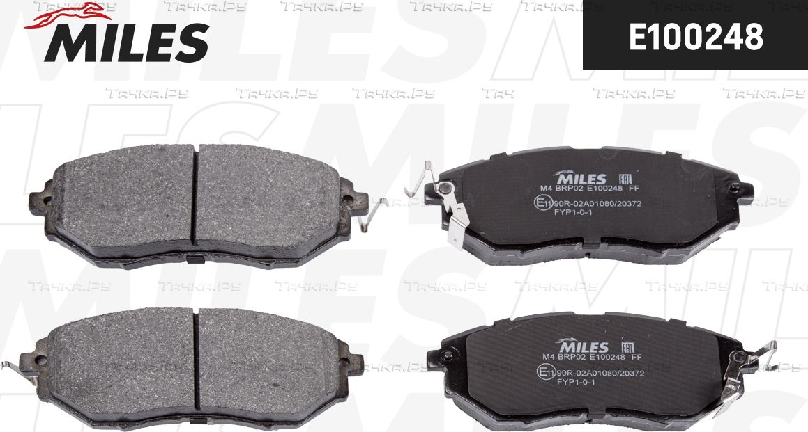 Тормозные колодки Miles (Semi-Metallic) передние для Subaru Forester IV 2013-2018. Артикул E100248