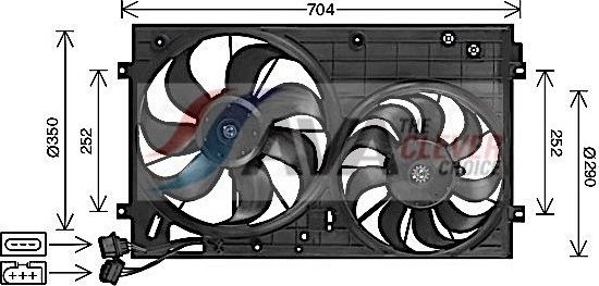 Вентилятор радиатора двигателя AVA для SEAT Leon I 2000-2006. Артикул AI7526
