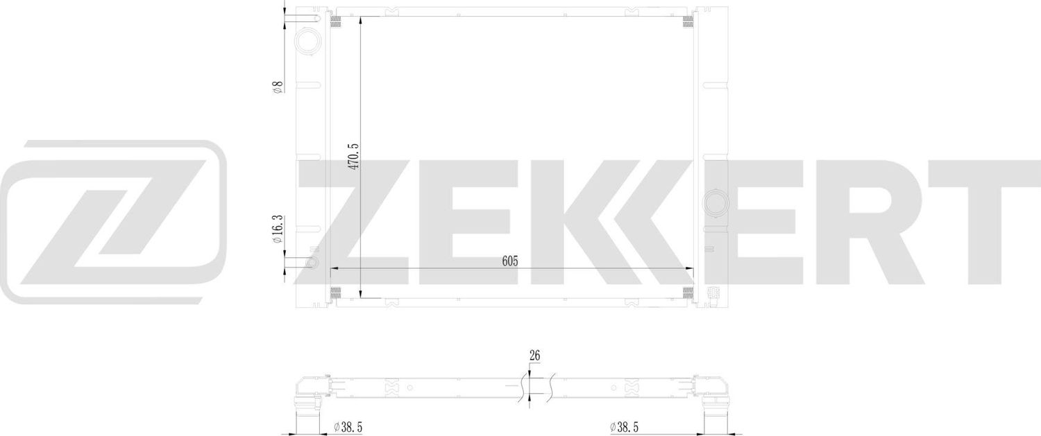Радиатор охлаждения двигателя Zekkert (алюминий) для BMW 6 II (E63/E64) 2003-2010. Артикул MK-1668