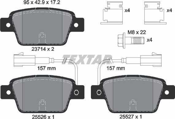 Тормозные колодки Textar Q+ задние для Fiat Bravo II 2010-2014. Артикул 2371403
