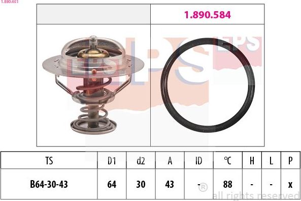 Термостат EPS Made in Italy - OE Equivalent. Артикул 1.880.651