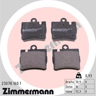 Тормозные колодки Zimmermann. Артикул 23078.160.1