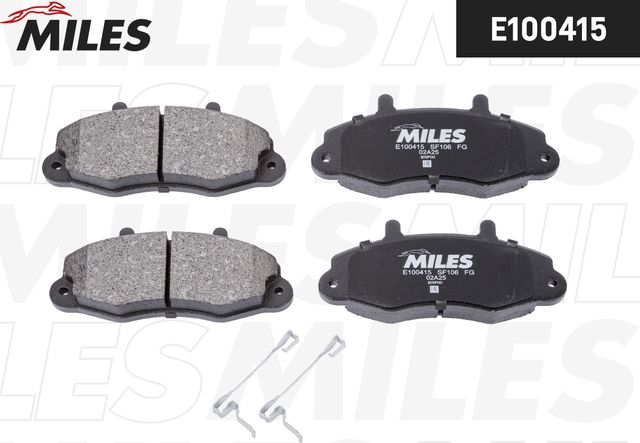 Тормозные колодки Miles (Semi-Metallic) передние для Ford Transit IV 1985-1994. Артикул E100415