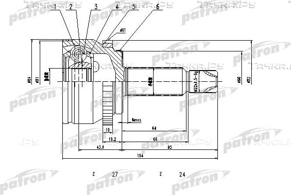 Шрус наружный (граната) Patron. Артикул PCV1808