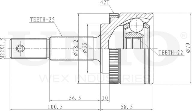 ШРУС наружный (Unio). Артикул CVJ-20112